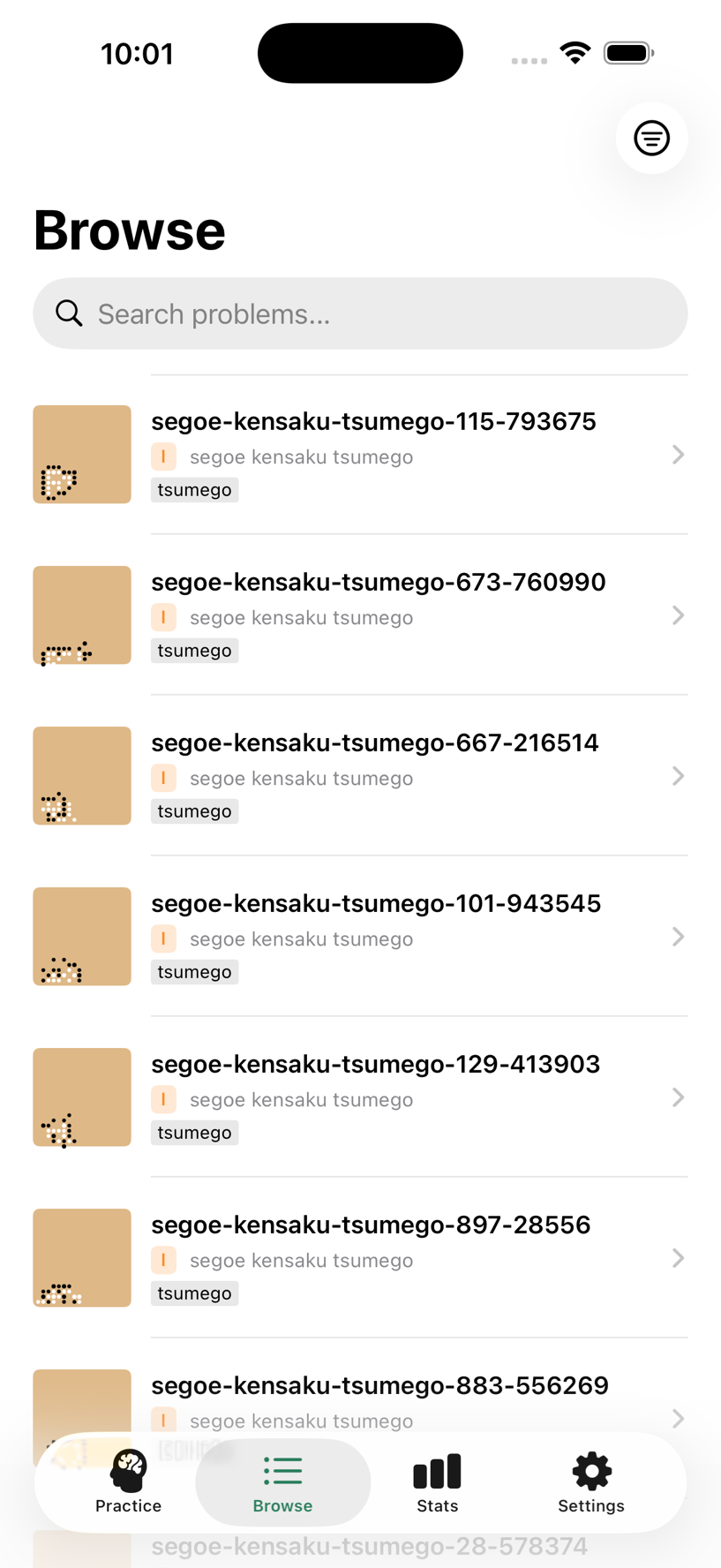 Browsing problem sets