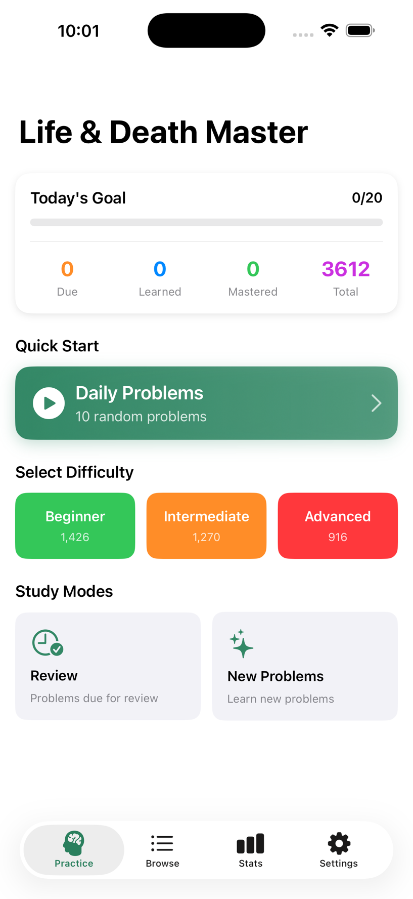 Life & Death Master home screen